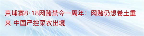 柬埔寨8·18网赌禁令一周年：网赌仍想卷土重来 中国严控菜农出境