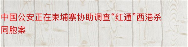 中国公安正在柬埔寨协助调查“红通”西港杀同胞案