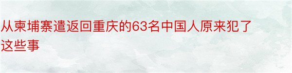 从柬埔寨遣返回重庆的63名中国人原来犯了这些事