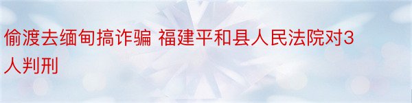 偷渡去缅甸搞诈骗 福建平和县人民法院对3人判刑