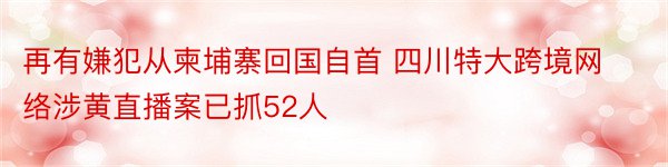 再有嫌犯从柬埔寨回国自首 四川特大跨境网络涉黄直播案已抓52人