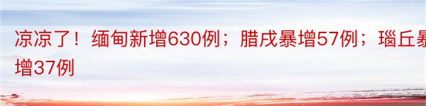 凉凉了！缅甸新增630例；腊戌暴增57例；瑙丘暴增37例