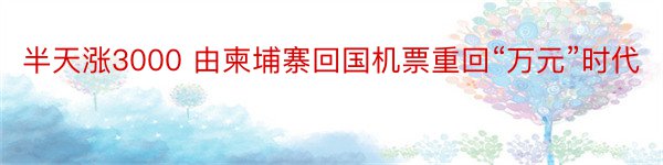 半天涨3000 由柬埔寨回国机票重回“万元”时代