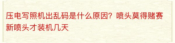 压电写照机出乱码是什么原因？喷头莫得赌赛新喷头才装机几天