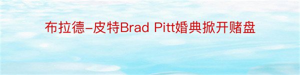 布拉德-皮特Brad Pitt婚典掀开赌盘