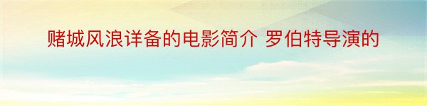 赌城风浪详备的电影简介 罗伯特导演的