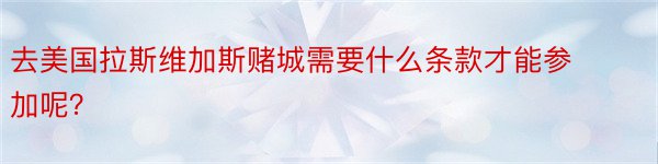 去美国拉斯维加斯赌城需要什么条款才能参加呢？