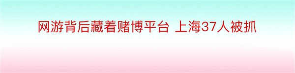 网游背后藏着赌博平台 上海37人被抓