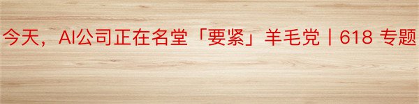 今天，AI公司正在名堂「要紧」羊毛党丨618 专题