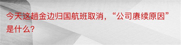 今天这趟金边归国航班取消，“公司赓续原因”是什么？