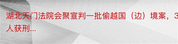 湖北天门法院会聚宣判一批偷越国（边）境案，3人获刑...