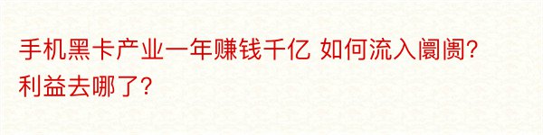 手机黑卡产业一年赚钱千亿 如何流入阛阓？利益去哪了？