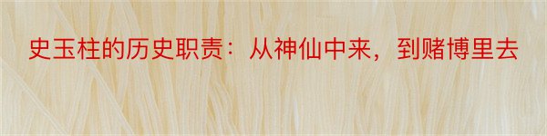 史玉柱的历史职责：从神仙中来，到赌博里去