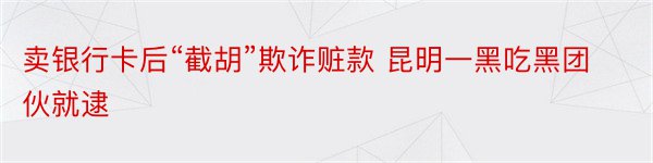 卖银行卡后“截胡”欺诈赃款 昆明一黑吃黑团伙就逮