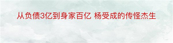 从负债3亿到身家百亿 杨受成的传怪杰生