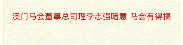 澳门马会董事总司理李志强暗意 马会有得搞