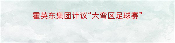 霍英东集团计议“大弯区足球赛”