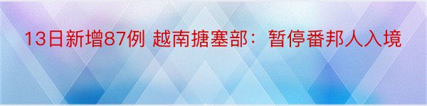 13日新增87例 越南搪塞部：暂停番邦人入境