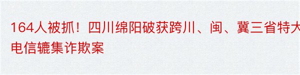 164人被抓！四川绵阳破获跨川、闽、冀三省特大电信辘集诈欺案