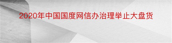 2020年中国国度网信办治理举止大盘货