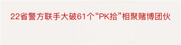 22省警方联手大破61个“PK拾”相聚赌博团伙