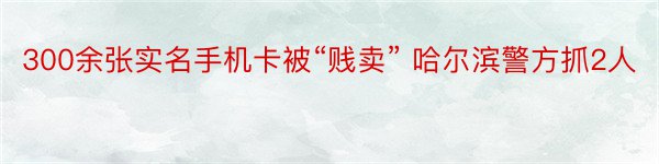 300余张实名手机卡被“贱卖” 哈尔滨警方抓2人