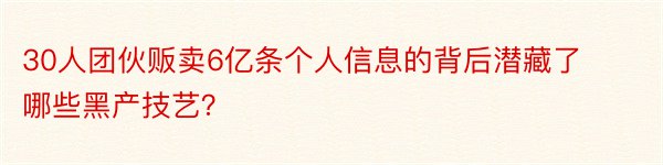 30人团伙贩卖6亿条个人信息的背后潜藏了哪些黑产技艺？