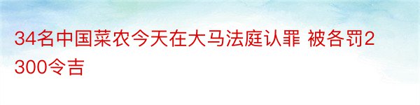 34名中国菜农今天在大马法庭认罪 被各罚2300令吉