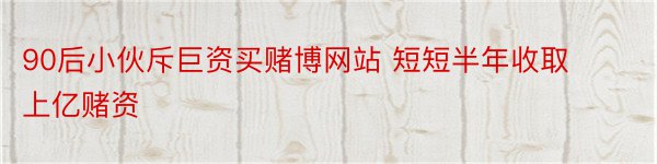 90后小伙斥巨资买赌博网站 短短半年收取上亿赌资