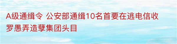 A级通缉令 公安部通缉10名首要在逃电信收罗愚弄造孽集团头目