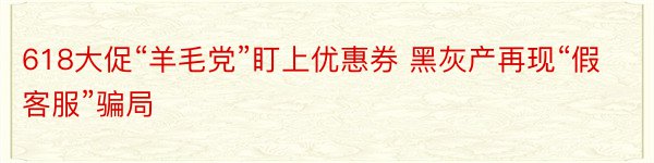 618大促“羊毛党”盯上优惠券 黑灰产再现“假客服”骗局