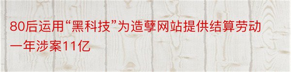 80后运用“黑科技”为造孽网站提供结算劳动 一年涉案11亿