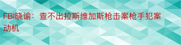 FBI晓谕：查不出拉斯维加斯枪击案枪手犯案动机