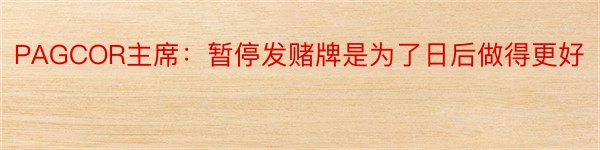 PAGCOR主席：暂停发赌牌是为了日后做得更好