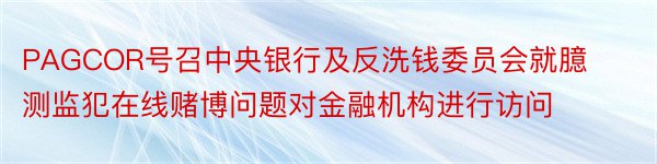 PAGCOR号召中央银行及反洗钱委员会就臆测监犯在线赌博问题对金融机构进行访问