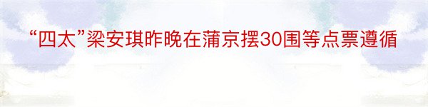 “四太”梁安琪昨晚在蒲京摆30围等点票遵循