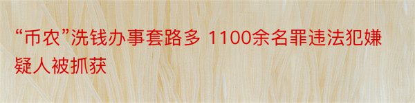 “币农”洗钱办事套路多 1100余名罪违法犯嫌疑人被抓获