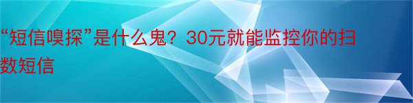 “短信嗅探”是什么鬼？30元就能监控你的扫数短信