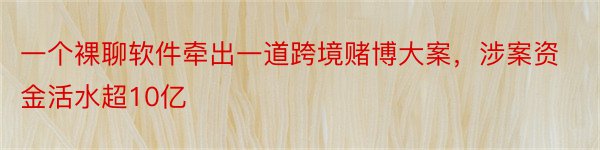 一个裸聊软件牵出一道跨境赌博大案，涉案资金活水超10亿