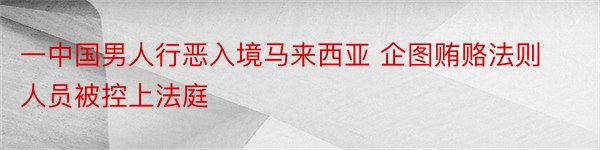 一中国男人行恶入境马来西亚 企图贿赂法则人员被控上法庭