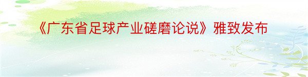 《广东省足球产业磋磨论说》雅致发布