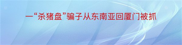 一“杀猪盘”骗子从东南亚回厦门被抓