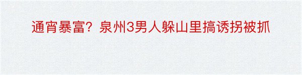 通宵暴富？泉州3男人躲山里搞诱拐被抓