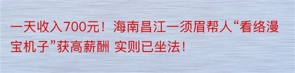 一天收入700元！海南昌江一须眉帮人“看络漫宝机子”获高薪酬 实则已坐法！