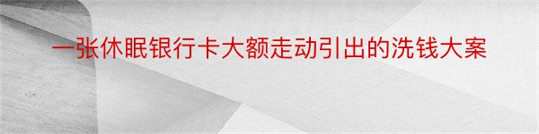 一张休眠银行卡大额走动引出的洗钱大案