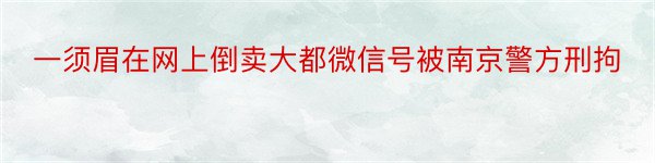 一须眉在网上倒卖大都微信号被南京警方刑拘