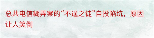 总共电信糊弄案的“不逞之徒”自投陷坑，原因让人笑倒