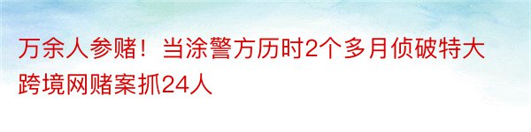 万余人参赌！当涂警方历时2个多月侦破特大跨境网赌案抓24人