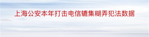 上海公安本年打击电信辘集糊弄犯法数据