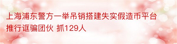 上海浦东警方一举吊销搭建失实假造币平台推行诓骗团伙 抓129人